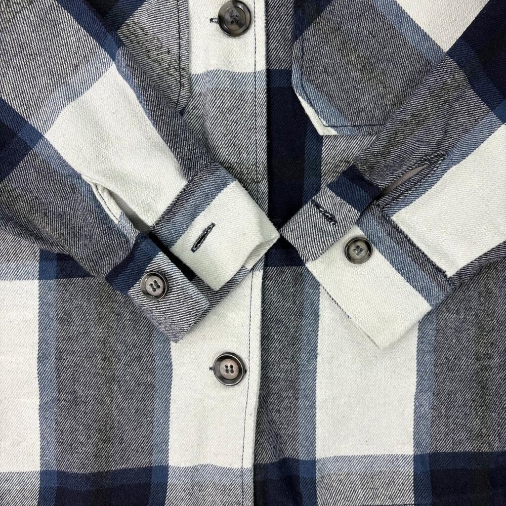 Reserve Fairfax Women’s Plaid Flannel Shacket Blue Gray Button Up Size Small - Picture 6 of 13